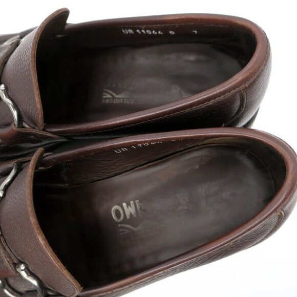 Salvatore Ferragamo Brown Leather Loafers Horsebit Soft Sole Dress Shoes Mens 7D main image 5